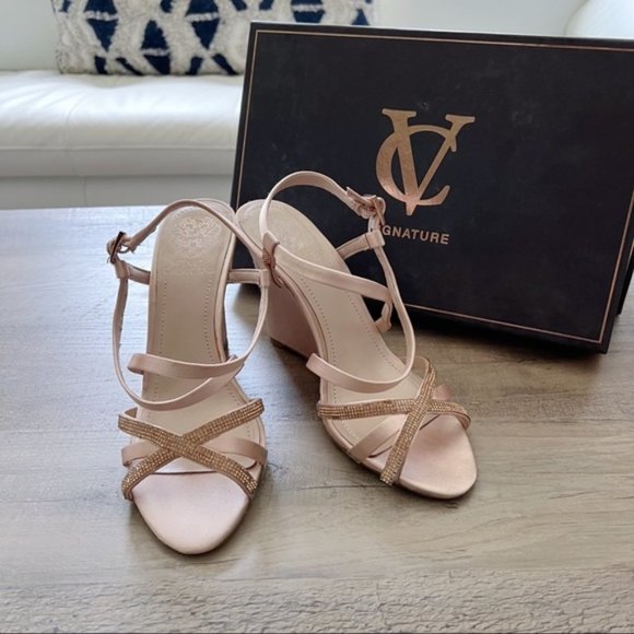 Vince Camuto Pink Bedazzled Wedge Shoes - Picture 1 of 11